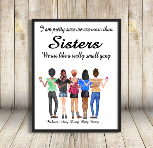 Sisters A4 Print, Custom Sisters Picture
